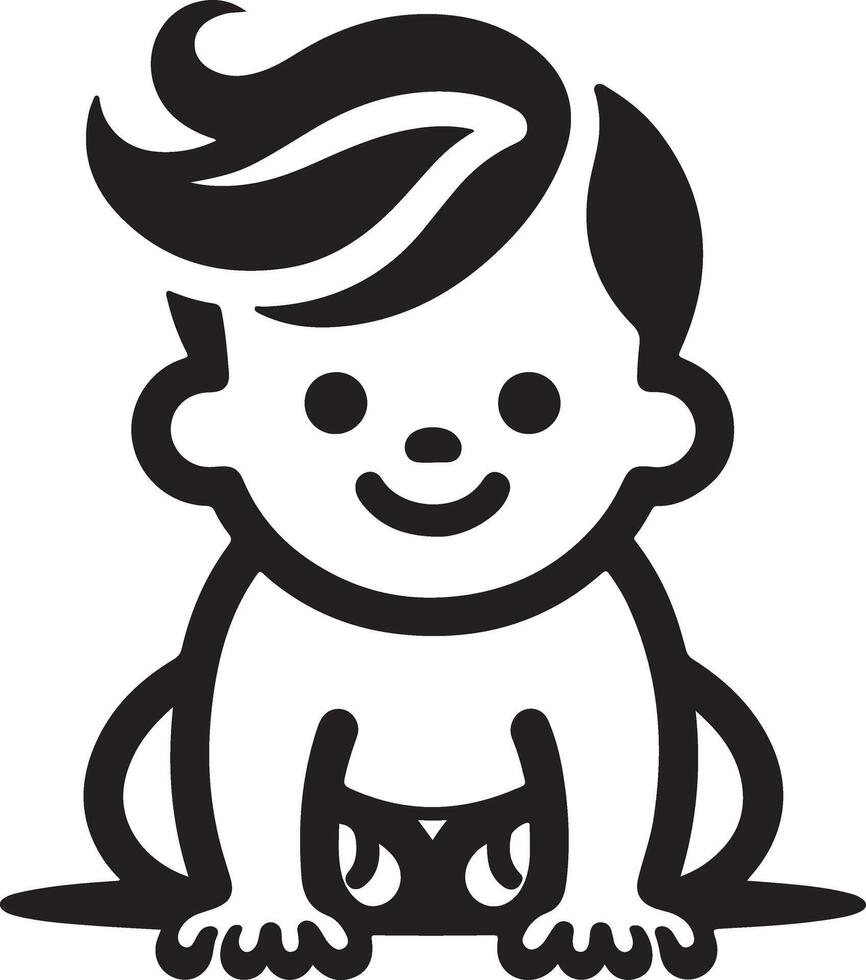 minimaal schattig glimlachen baby kruipen icoon zwart kleur silhouet, logo, clip art, symbool 11 vector