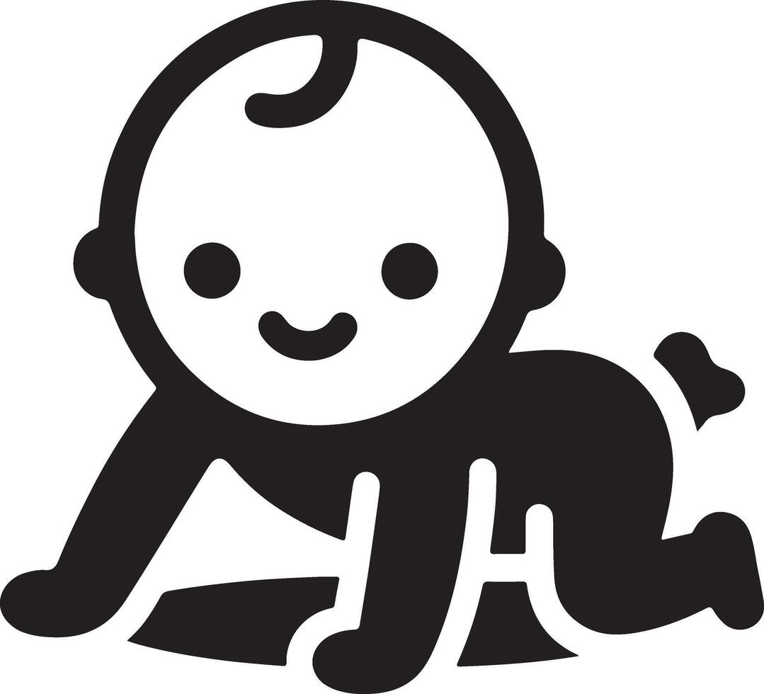 minimaal schattig glimlachen baby kruipen icoon zwart kleur silhouet, logo, clip art, symbool 16 vector