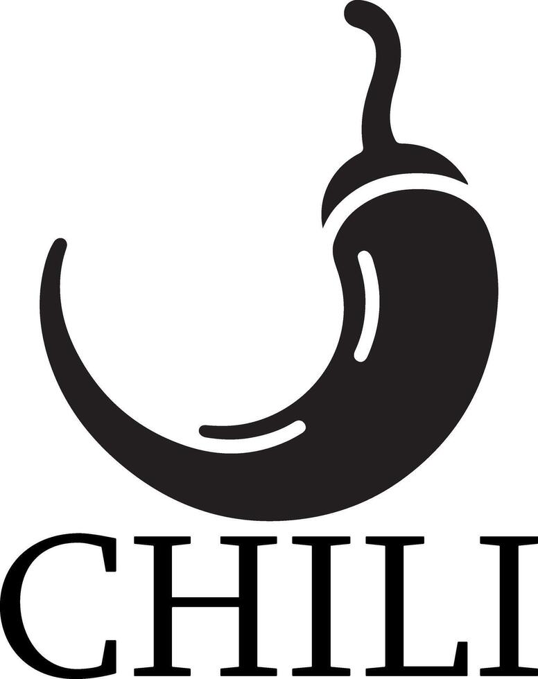 minimaal Chili merk logo concept zwart kleur silhouet, wit achtergrond 2 vector