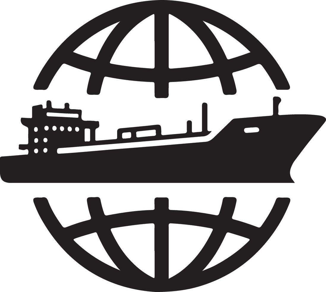 minimaal Internationale Verzending tanker schip onder ronde vorm logo vector icoon 26