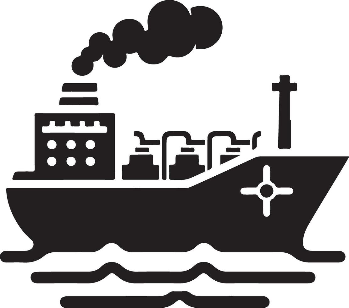 minimaal Internationale Verzending tanker schip onder ronde vorm logo vector icoon 25