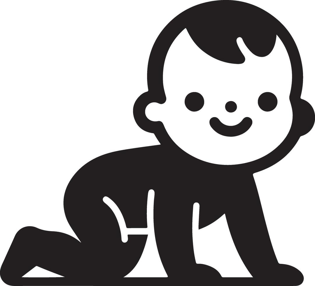 minimaal schattig glimlachen baby kruipen icoon zwart kleur silhouet, logo, clip art, symbool 4 vector