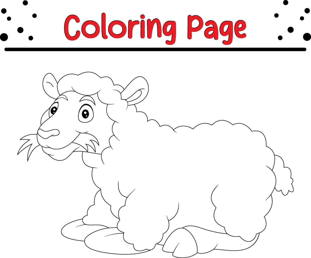 grappig schapen aan het eten gras kleur bladzijde voor kinderen vector