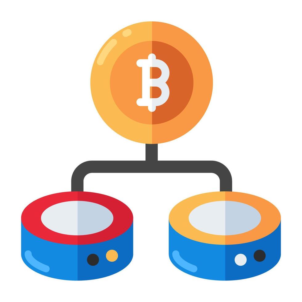 creatief ontwerp icoon van bitcoin databank vector