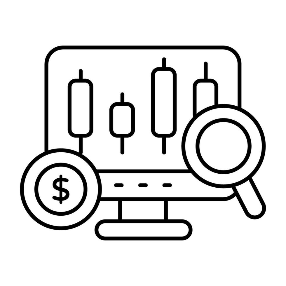 conceptuele lineair ontwerp icoon van financieel diagram vector