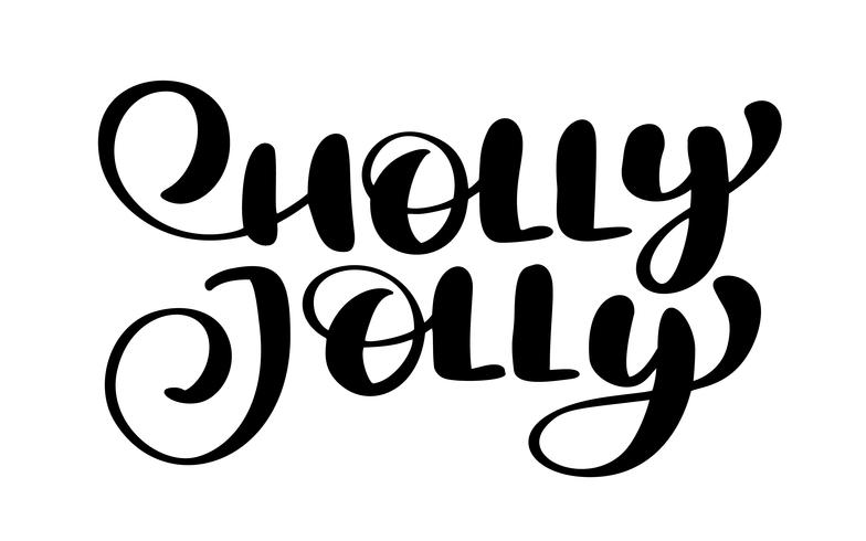 Holly Jolly kalligrafie belettering Kerst mis zin geschreven in een cirkel. Hand getrokken letters. vector tekst voor ontwerp wenskaarten foto overlays