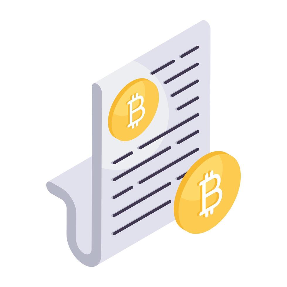 een uniek ontwerp icoon van bitcoin document vector