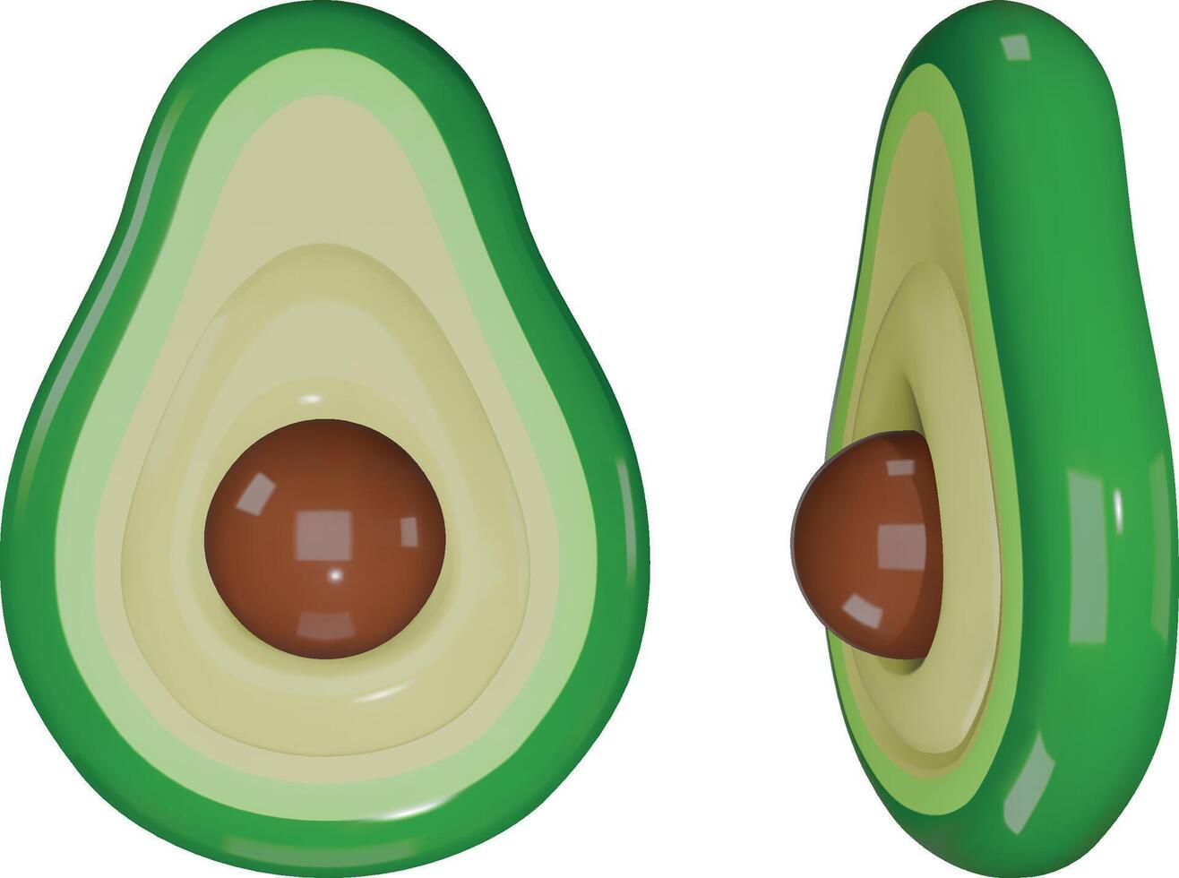 avocado zwembad vlot. avocado vormig zwembad vlot. geïsoleerd opblaasbaar matras top en kant visie vector