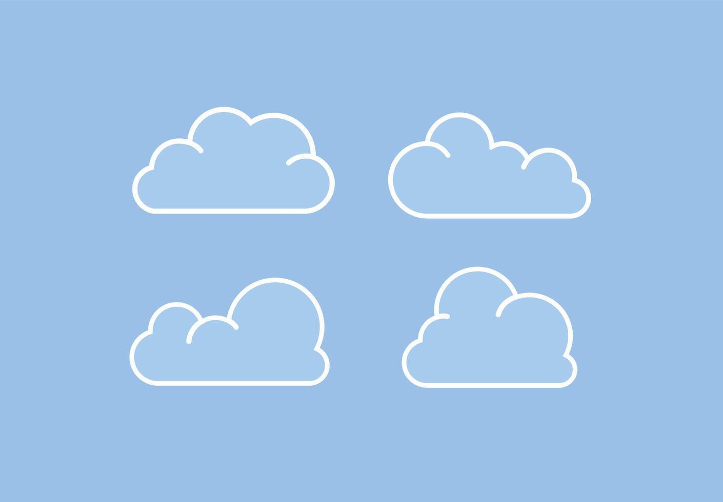 reeks van wolk pictogrammen in modern vlak stijl geïsoleerd Aan blauw achtergrond. vector