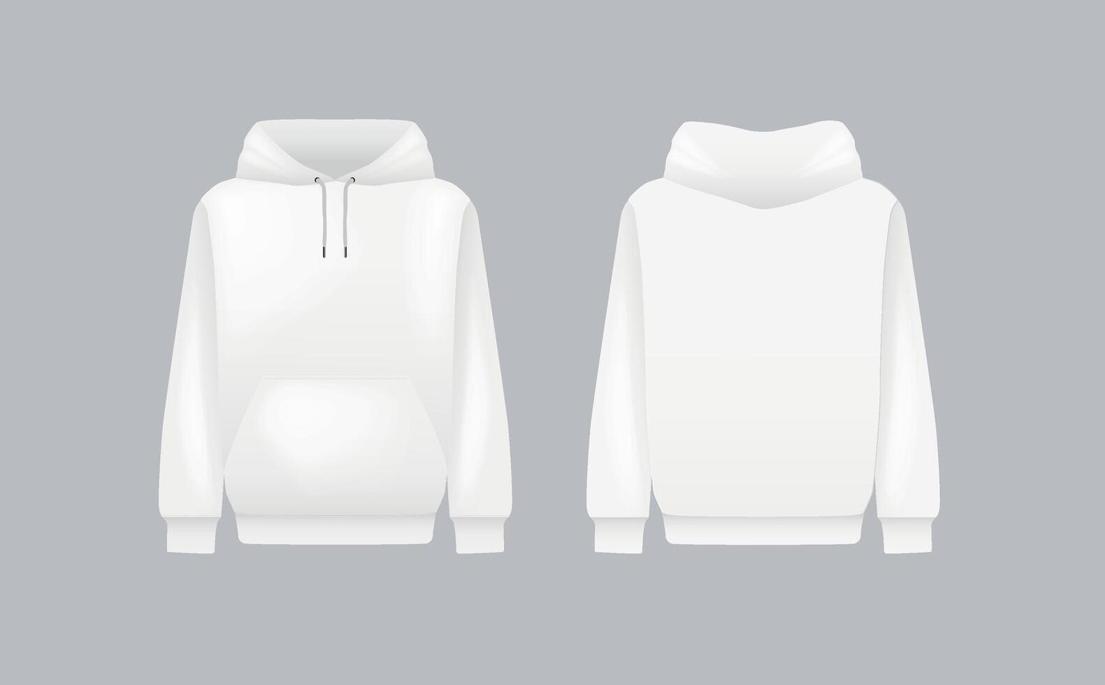 mannen wit capuchon. realistisch jumper model. lang mouw hoody sjabloon kleding. vector