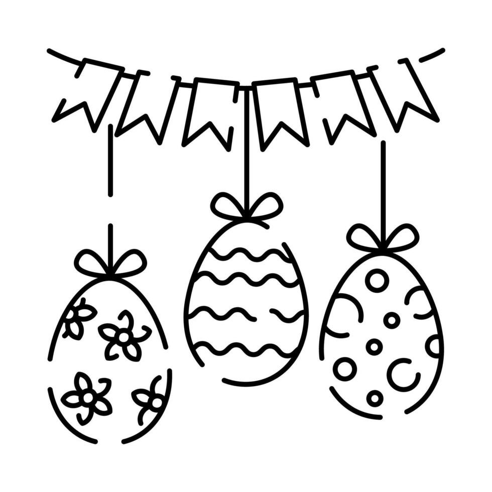 gelukkig Pasen lijn icoon. vector vakantie teken ei, vogel en konijn of bloem de lente.