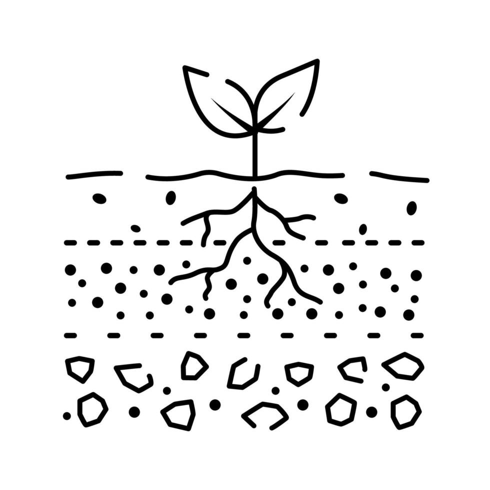 bodem lijn icoon. gemakkelijk planten verwant vector lijn icoon. bevat zo pictogrammen net zo blad Aan hand- en groeit conditie. zaden en irrigatie. de lente.