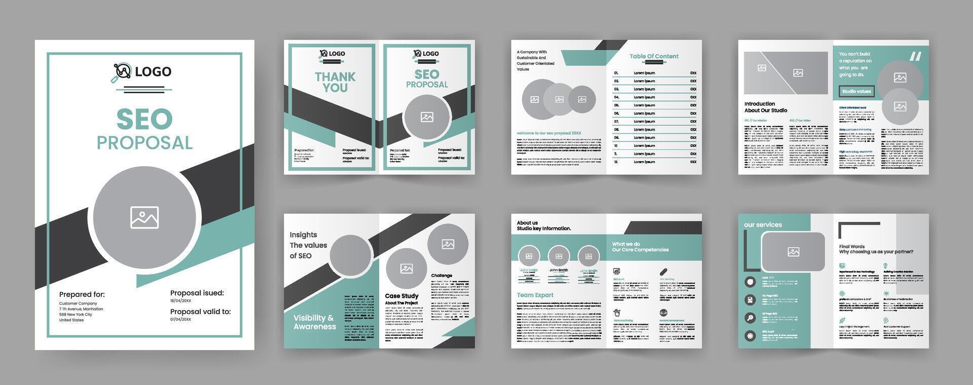 seo afzet voorstel brochure sjabloon voor web ontwerp bedrijf vector