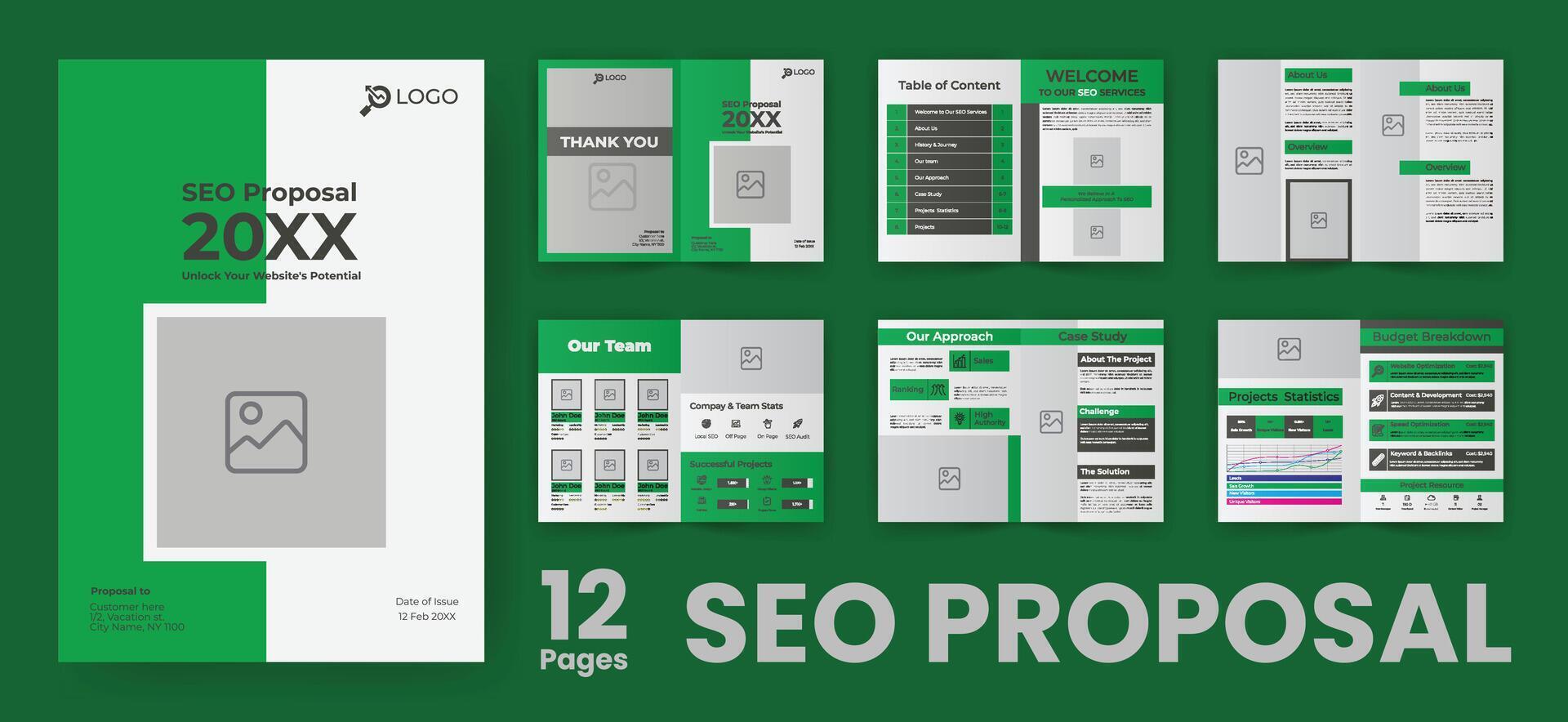 seo voorstel brochure sjabloon voor web ontwerp bedrijf vector