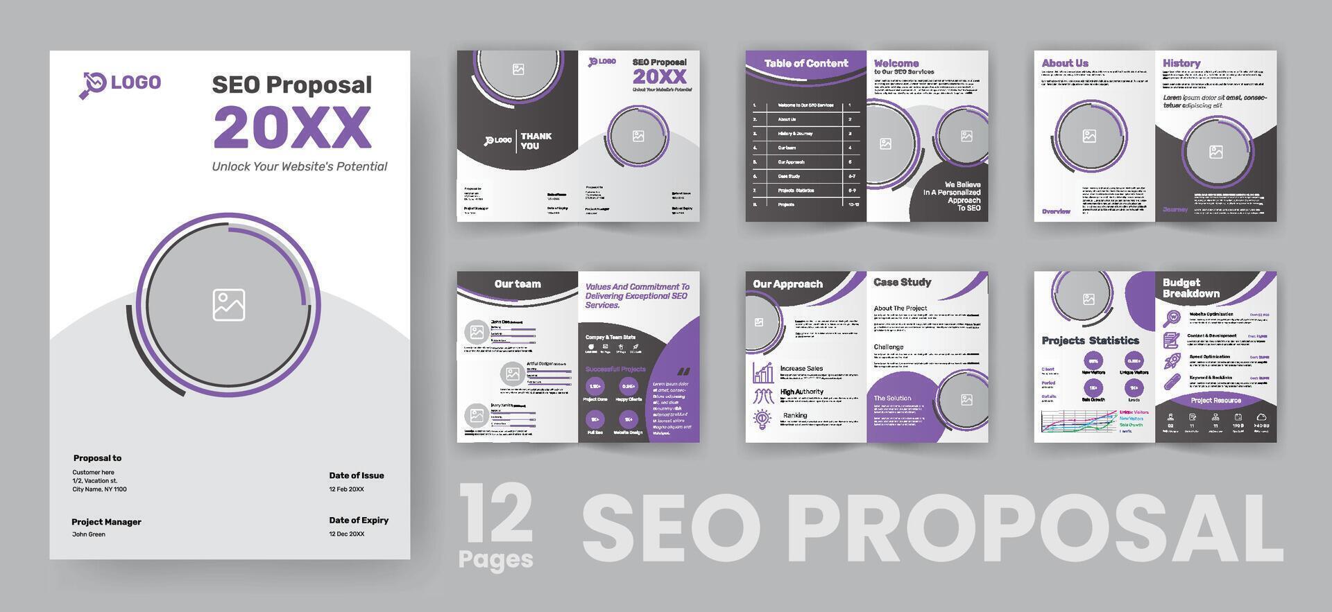 seo voorstel brochure sjabloon voor web ontwerp bedrijf vector