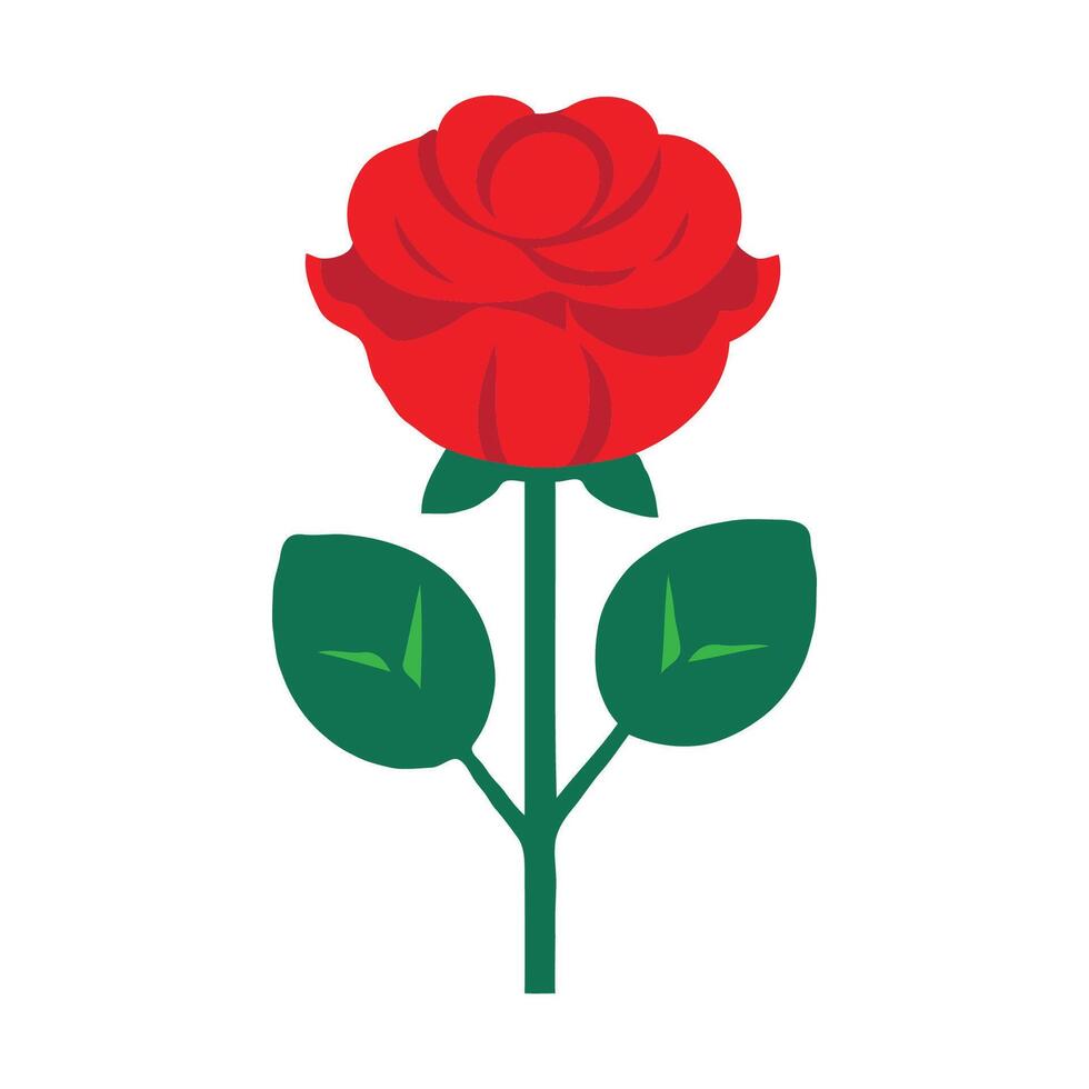 roos bloem vlak illustratie geïsoleerd Aan wit achtergrond. single kleurrijk roos bloem vector