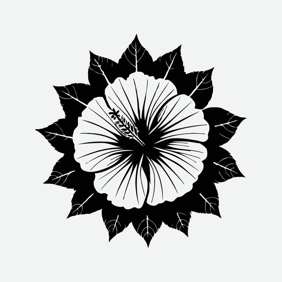 vector hibiscus bloem illustratie silhouet geïsoleerd Aan wit achtergrond