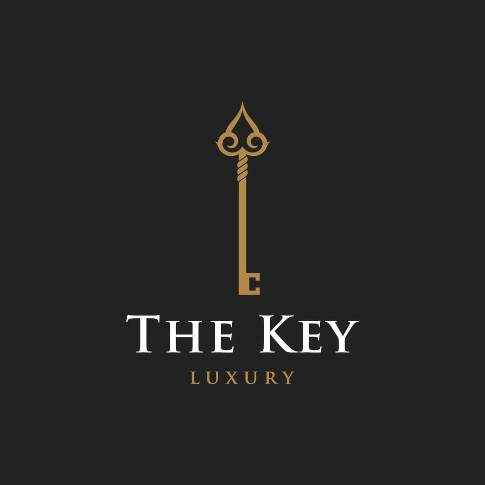 retro luxe huis of hotel of echt landgoed sleutel sjabloon logo met creatief idee. vector