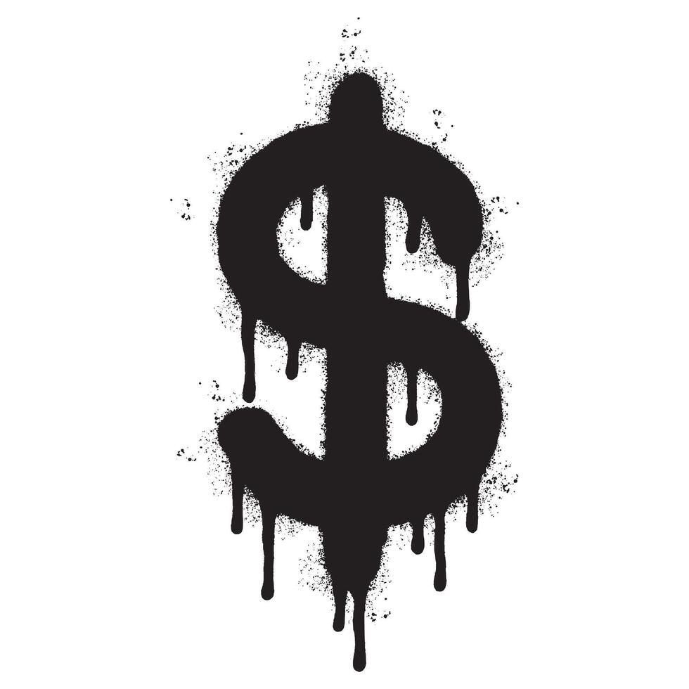 verstuiven geschilderd graffiti dollar icoon gespoten geïsoleerd met een wit achtergrond. vector