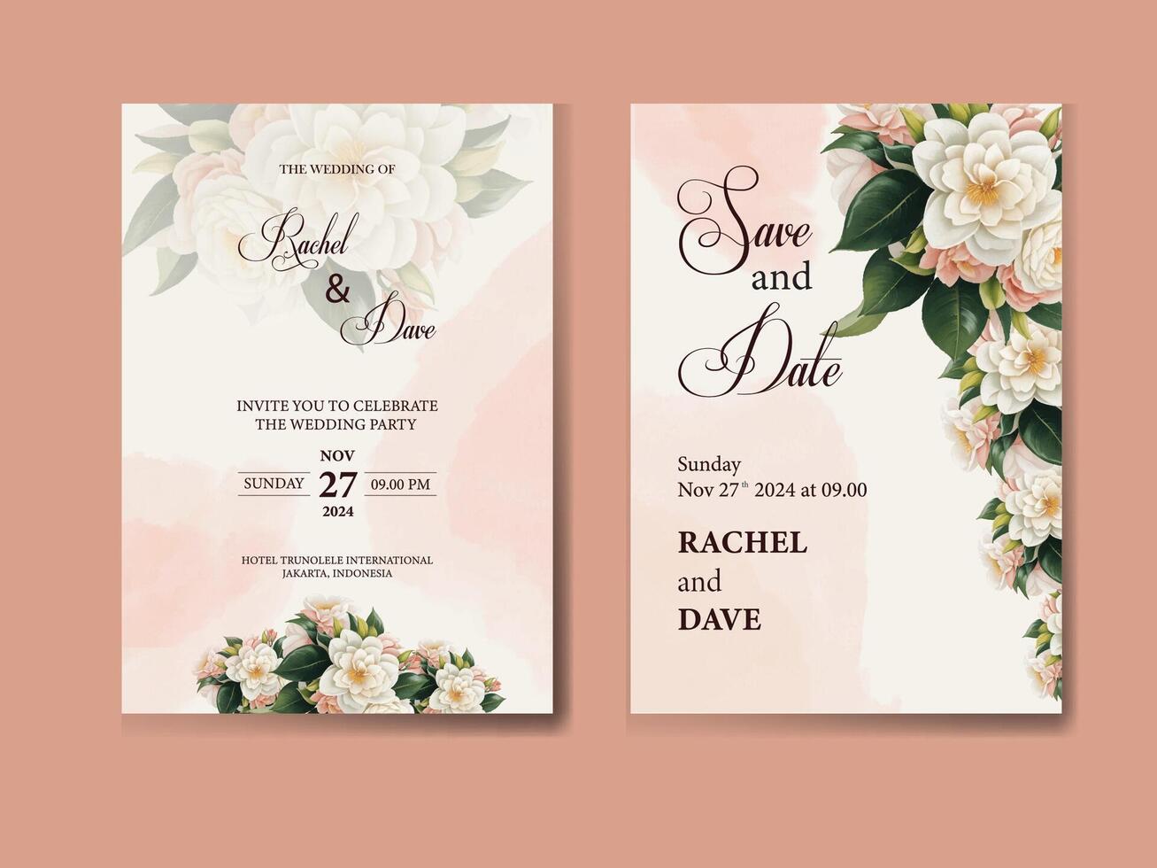 bruiloft uitnodiging kaart met bloemen vector