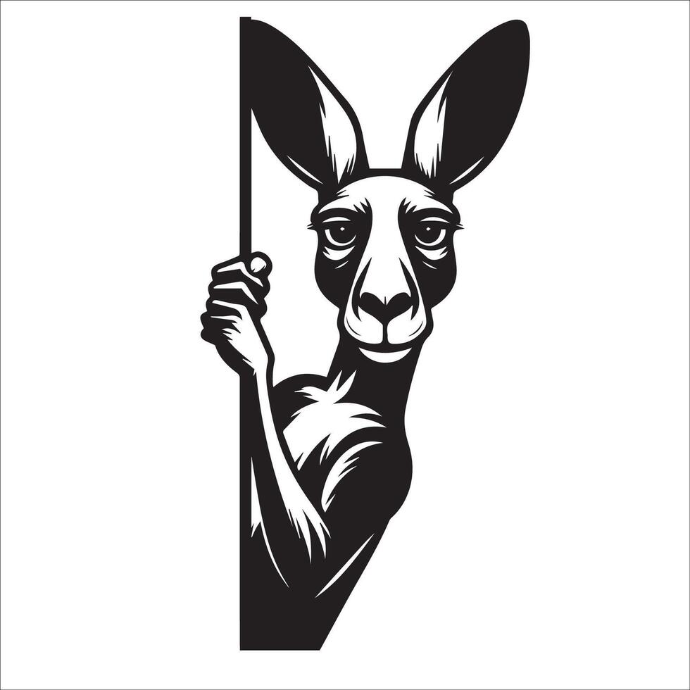 ai gegenereerd gluren kangoeroe illustratie in zwart en wit vector