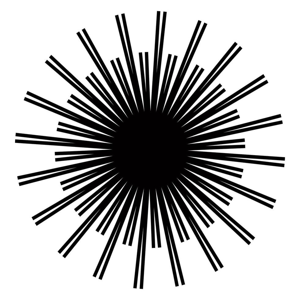 levendig zwart en wit vector radiaal lijnen, vuurwerk, grappig boek element, grafisch ontwerp wens ster stralen geïsoleerd Aan wit.