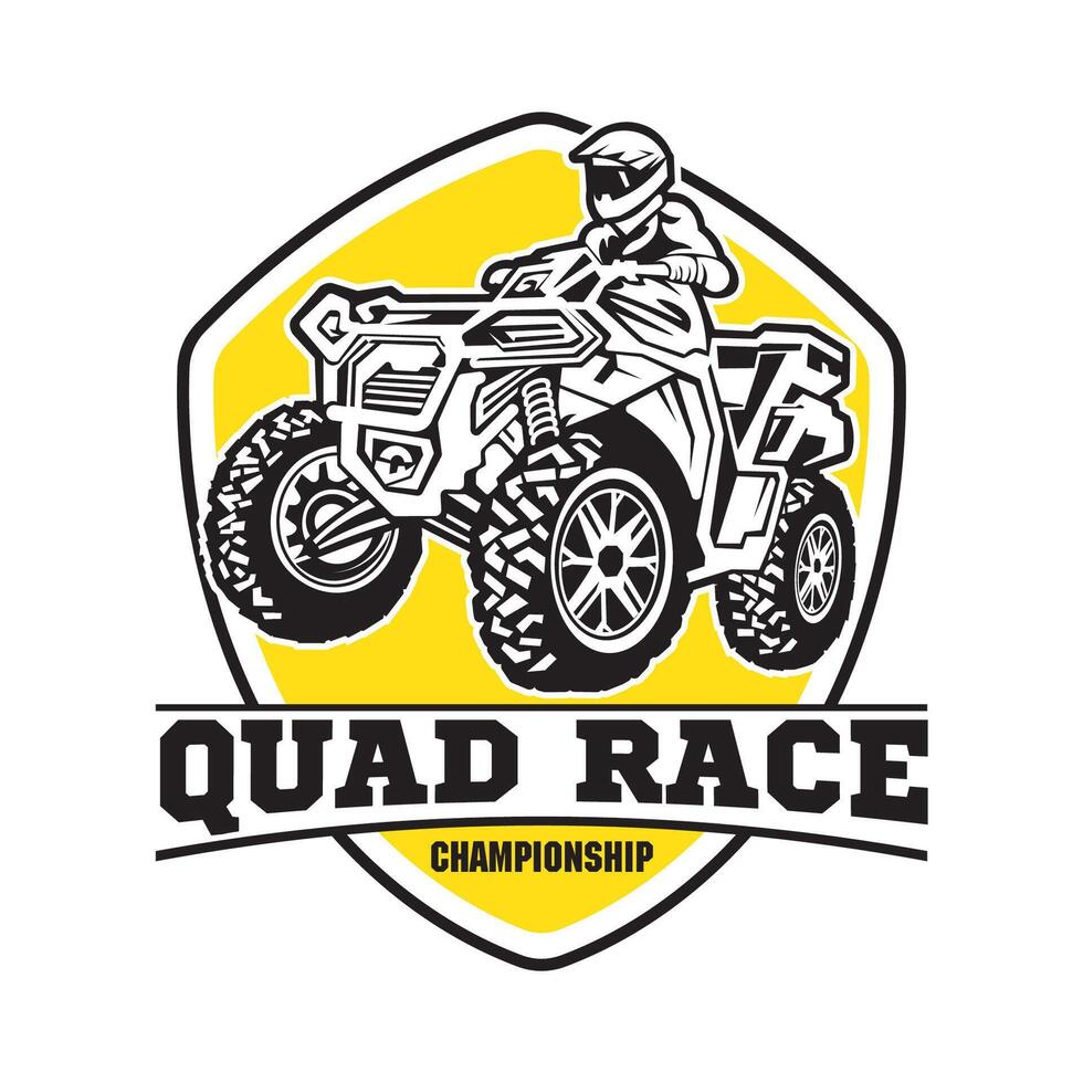 quad atv extreem sport racing in insigne logo ontwerp, mooi zo voor t overhemd ontwerp en kampioenschap evenement logo vector