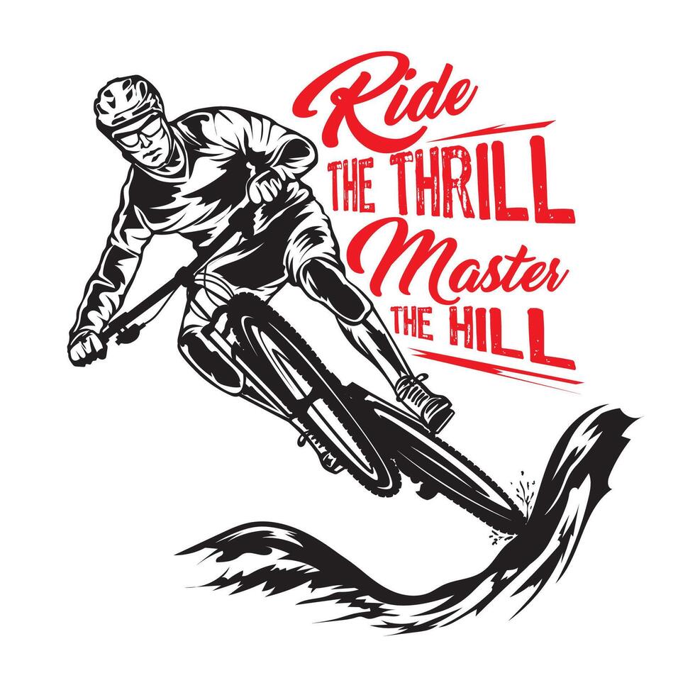 berg fiets bergafwaarts ras extreem sport vector illustratie, perfect voor t overhemd ontwerp