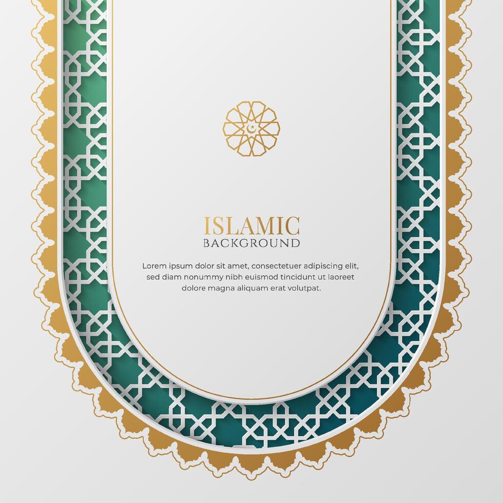 Islamitisch luxe groet kaart met Arabisch stijl grens en patroon vector