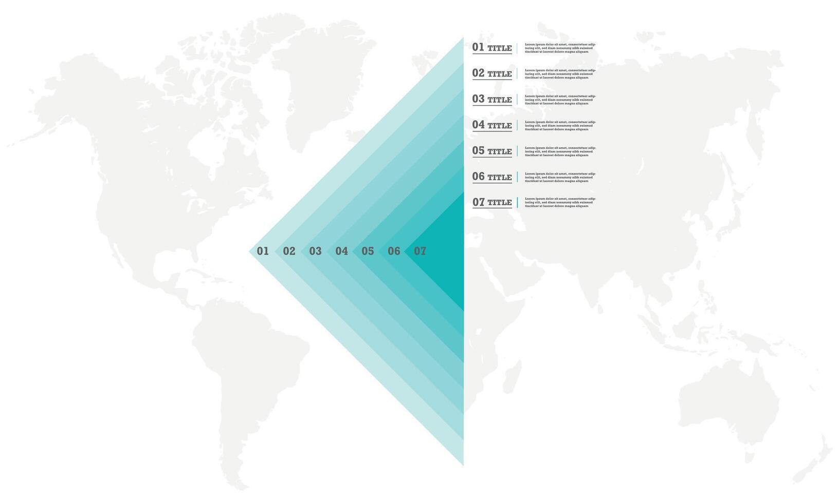 driehoek infographics diagram stap door stap in een serie van cirkel. diagram met 7 opties, processen. vector