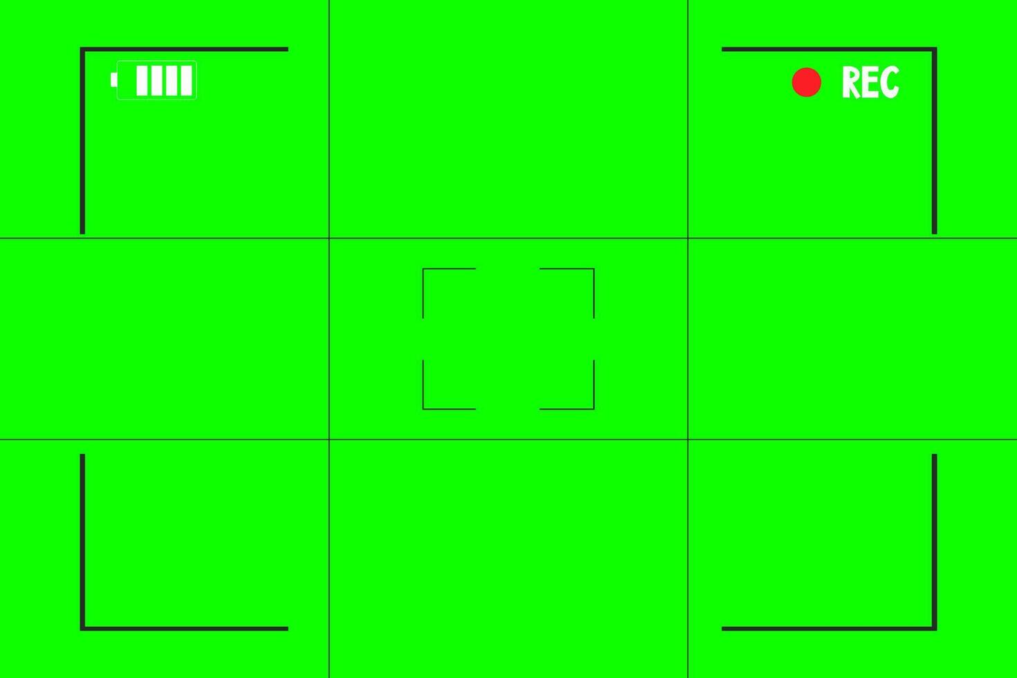 groen scherm chroma sleutel achtergrond, zoeker camera kader, video film scherm sjabloon, overlappen. bioscoop Scherm met rooster. vector illustratie