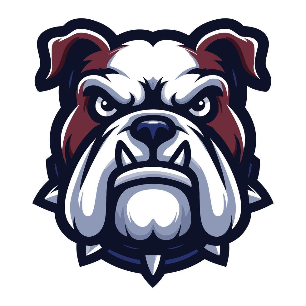 ai gegenereerd dapper dier bulldog hoofd gezicht mascotte ontwerp vector illustratie, logo sjabloon geïsoleerd Aan wit achtergrond