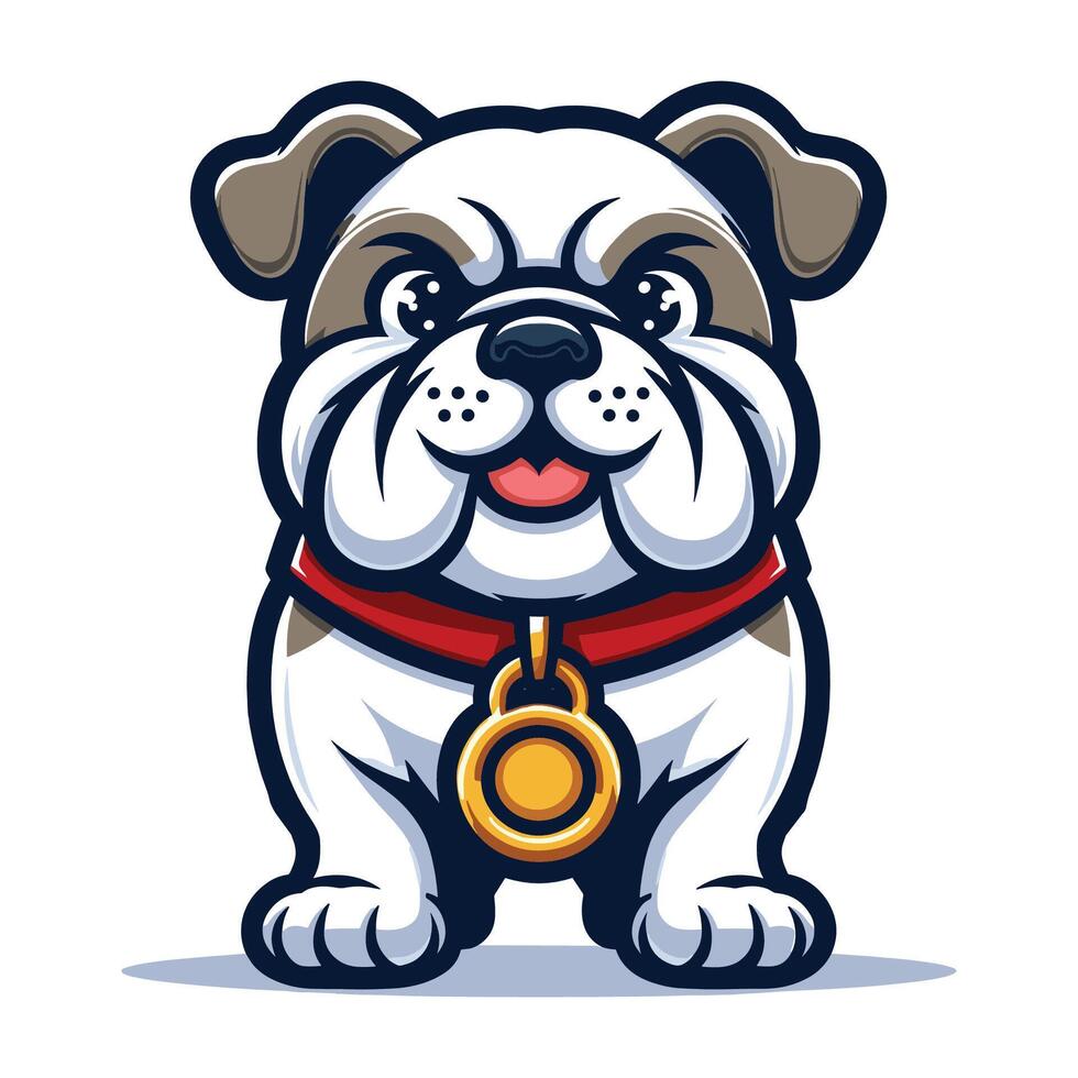 ai gegenereerd schattig tekenfilm bulldog puppy mascotte karakter ontwerp vector, logo sjabloon geïsoleerd Aan wit achtergrond vector