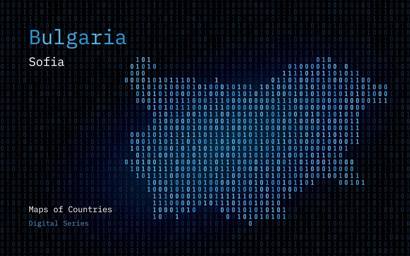 bulgarije kaart getoond in binair code patroon. Matrix nummers, nul, een. wereld landen vector kaarten. digitaal serie