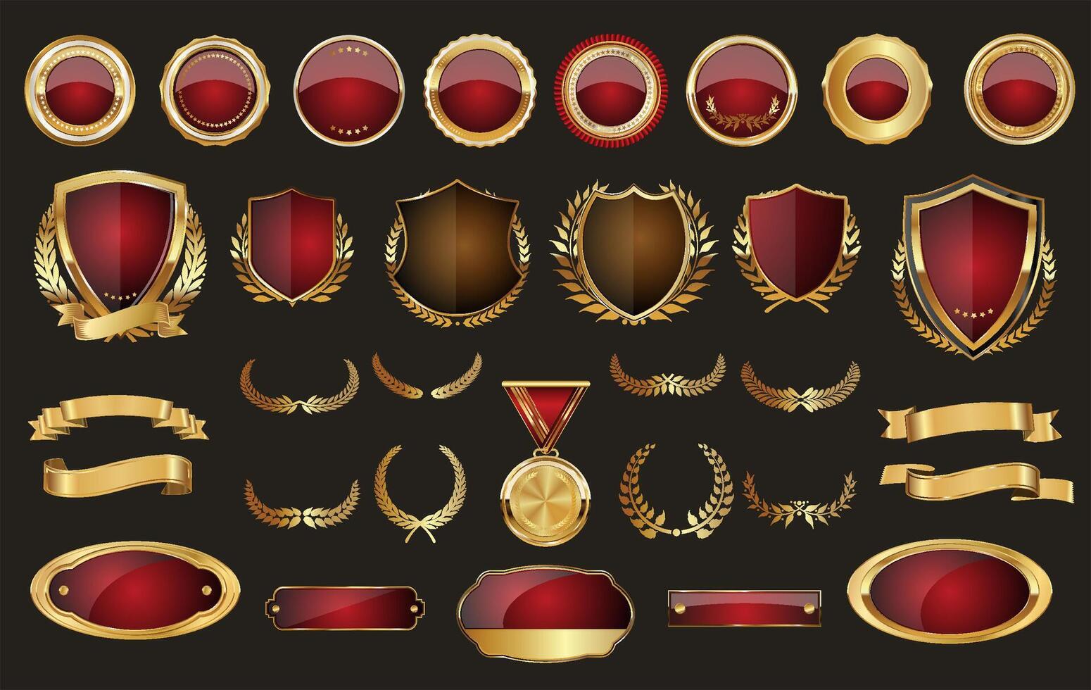 luxe goud en rood ontwerp elementen verzameling vector illustratie