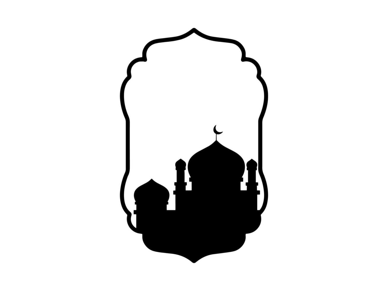moskee Ramadan kareem silhouet kader achtergrond vector