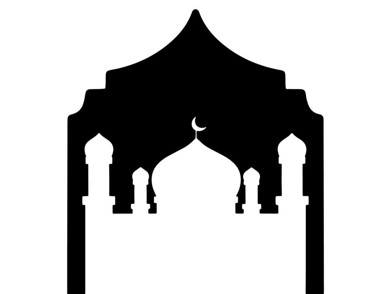 moskee eid al fitr zwart en wit kader achtergrond vector