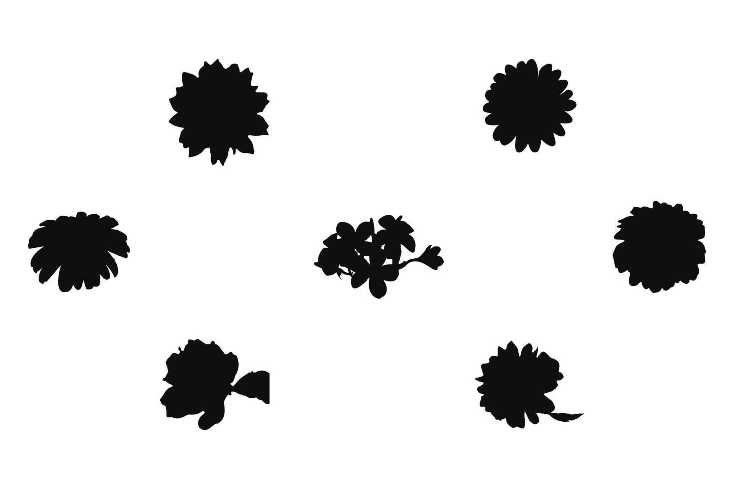 vector illustratie van bloem silhouetten hand- getrokken kransen. schattig bloemen decoratie kader set. vector kunst, pictogrammen, zwart kleur geïsoleerd Aan wit achtergrond. logo, behang.