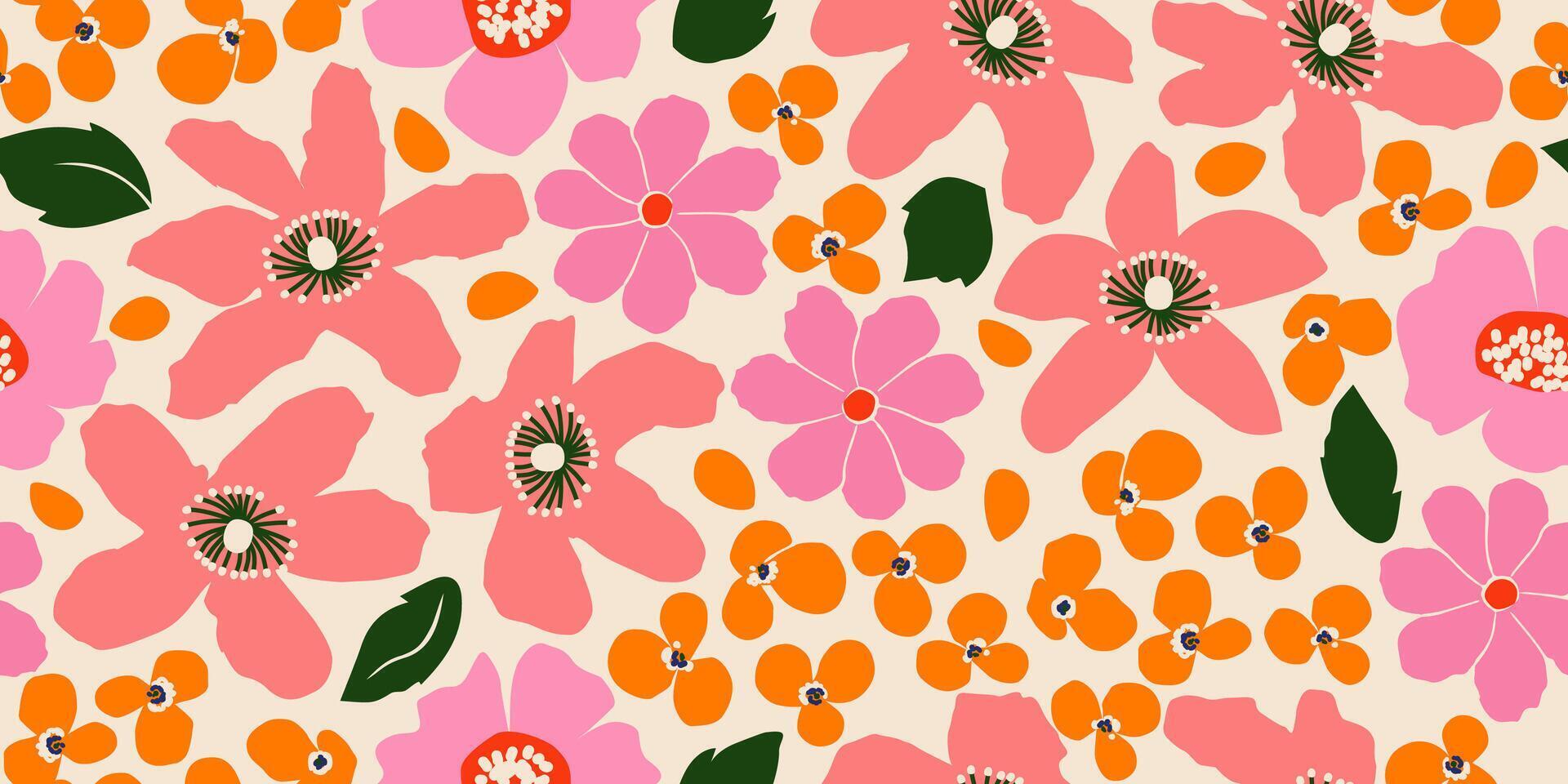 exotisch hand- getrokken bloemen, naadloos patronen met bloemen voor kleding stof, textiel, kleding, omhulsel papier, omslag, banier, huis decor, abstract achtergronden. vector