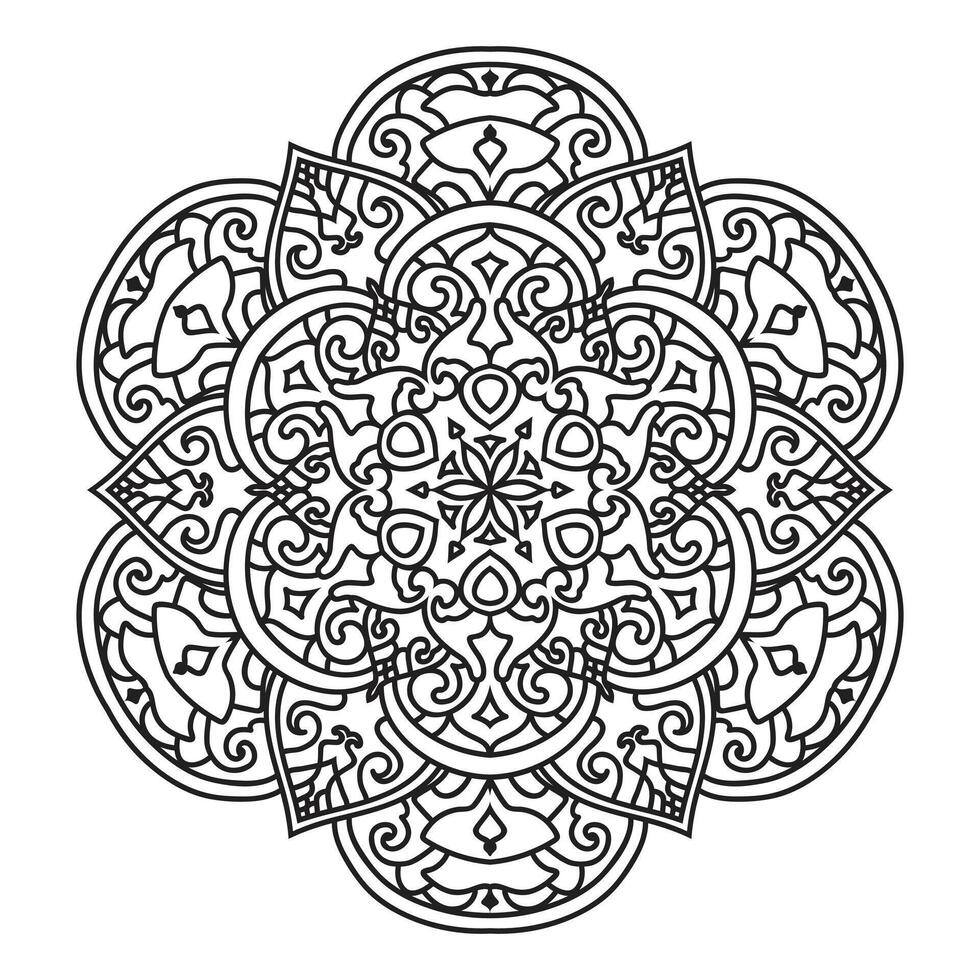 schets mandala voor kleur boek decoratief ronde ornament vector