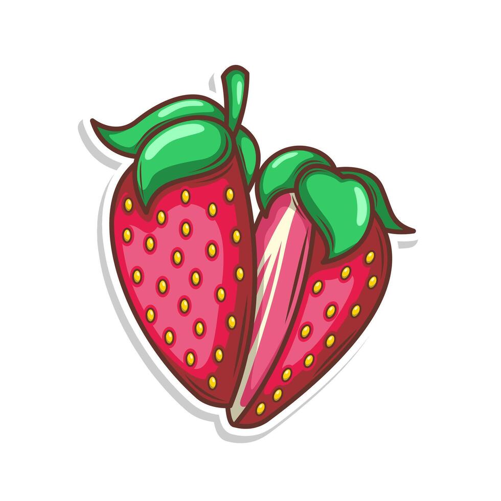 hand- trek aardbei fruit illustratie kunst vector