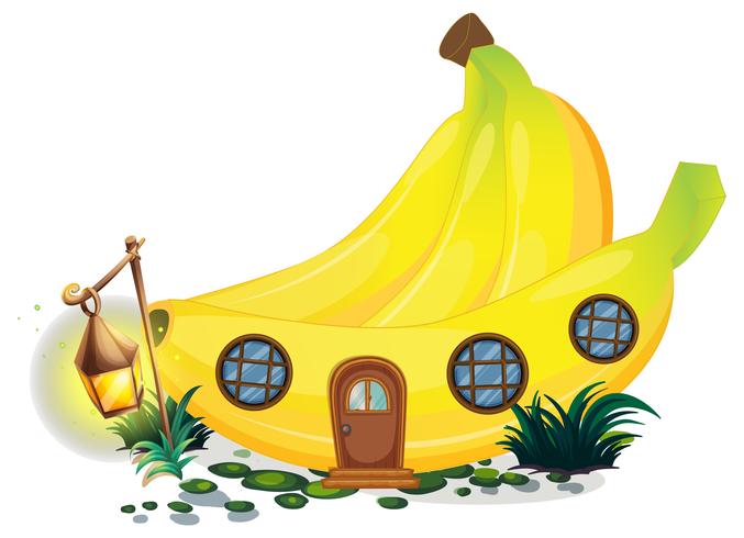 Bananenhuis met lantaarn in de tuin vector