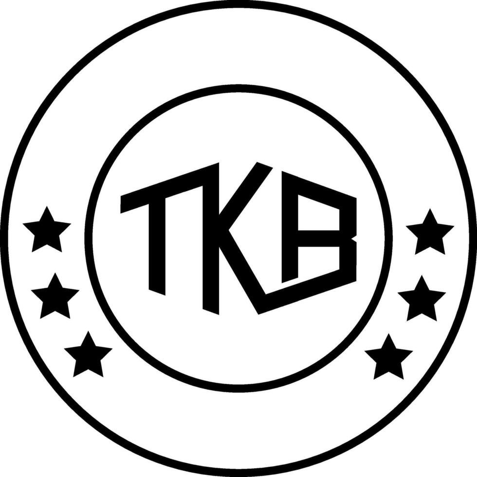 tkb brief eerste logo met cirkel en sterren vector