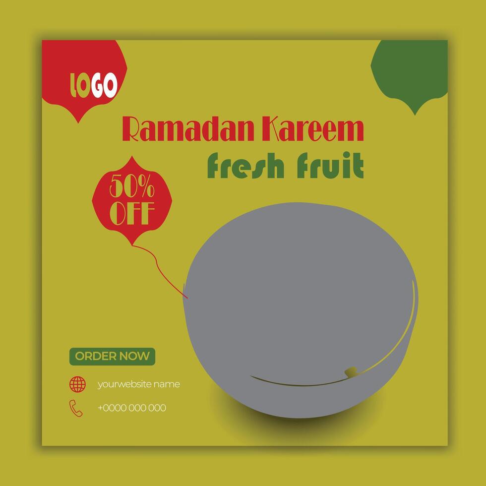 Ramadan kareem vers fruit sociaal media post banier sjabloon vector