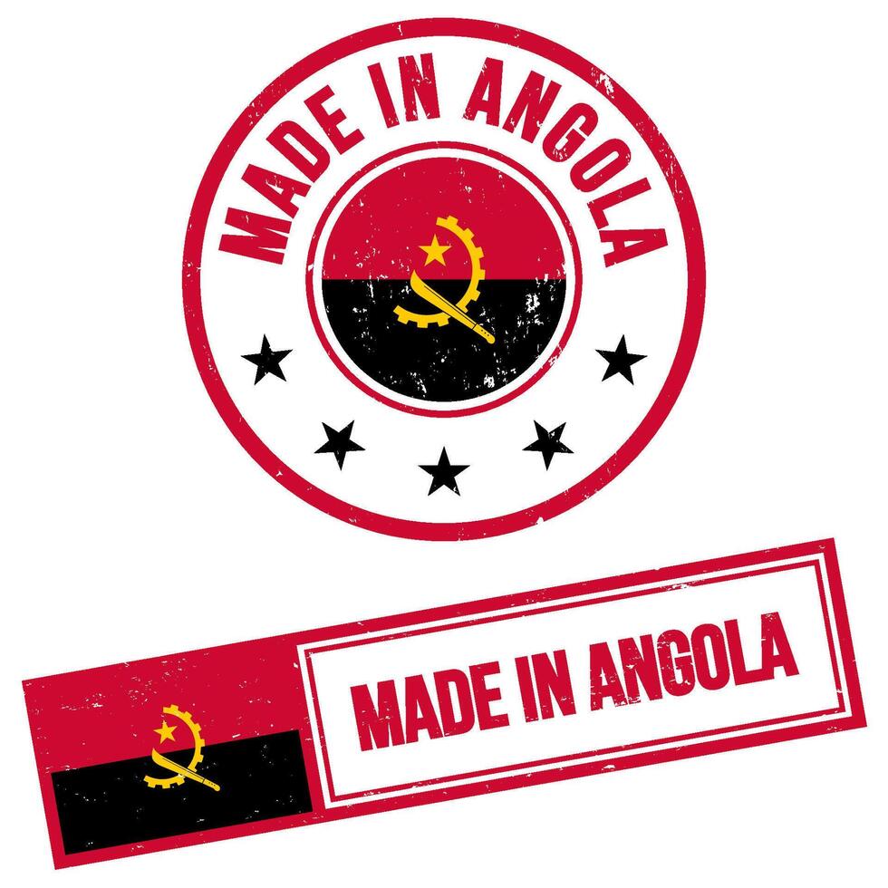 gemaakt in Angola rubber postzegel teken grunge stijl vector