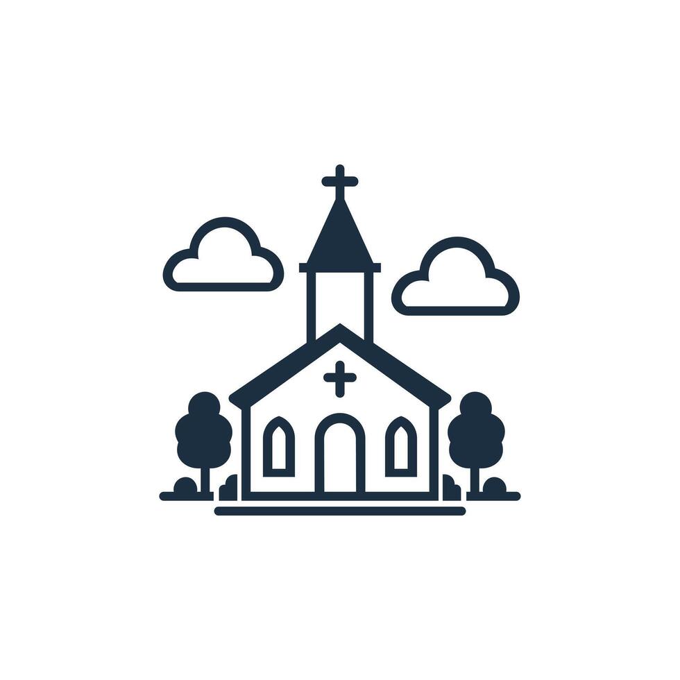 christen kerk huis klassiek icoon symbool. vector illustratie