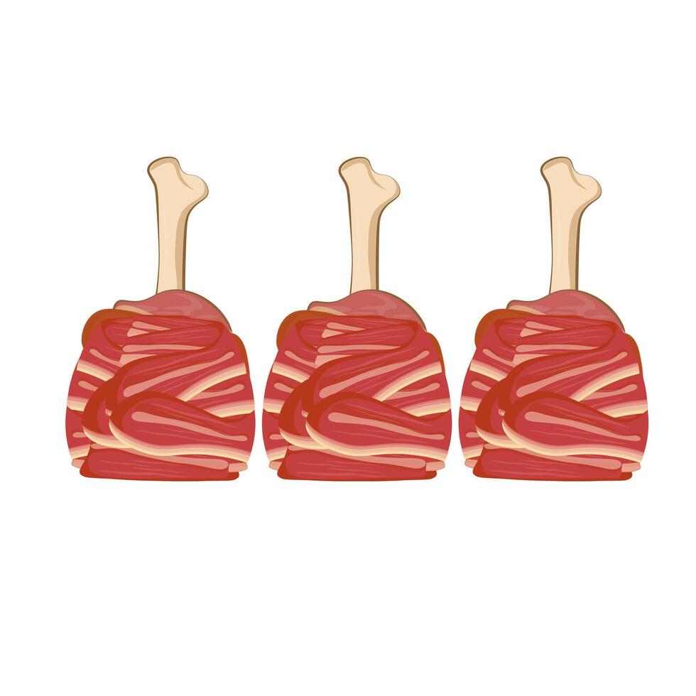 kip drumstokken of kip lolly verpakt in rundvlees spek vector illustratie logo
