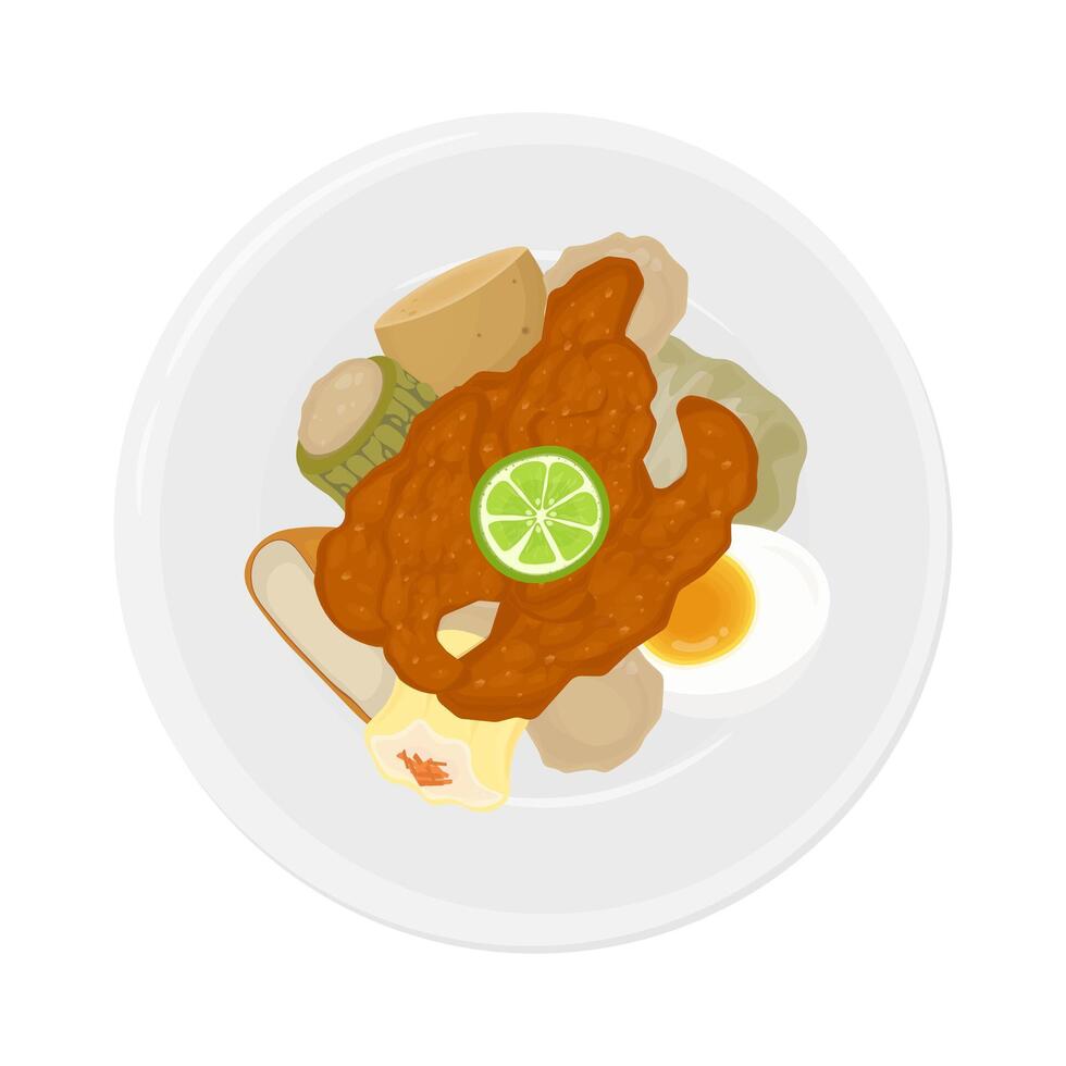 vector illustratie logo van top visie Indonesisch voedsel siomay met pinda saus
