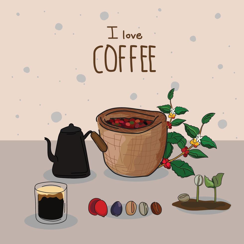 koffie tijd grafisch ontwerp set. vector illustratie.