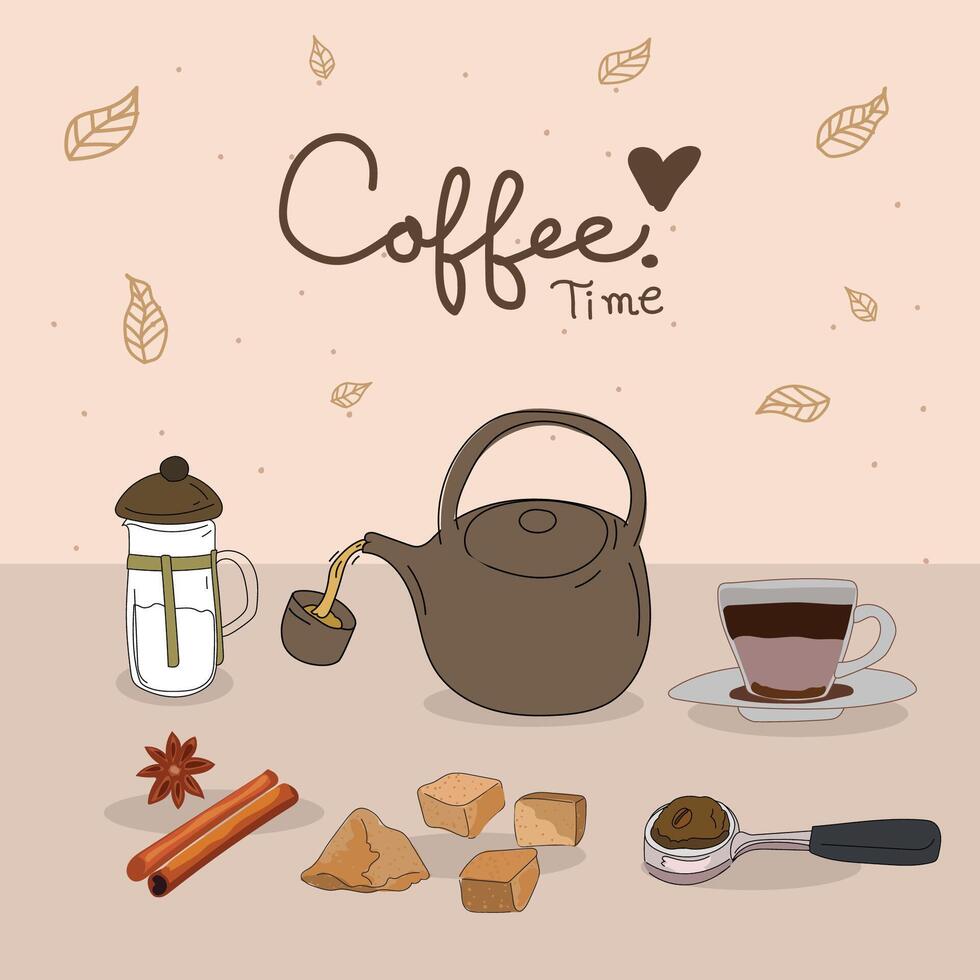 koffie tijd grafisch ontwerp set. vector illustratie.